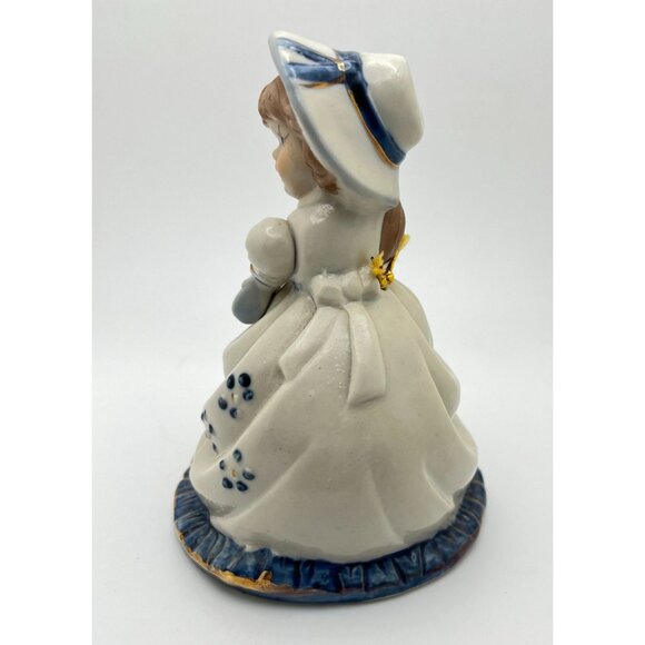 Vintage Porcelain Bell Girl in a Blue Dress Southern Belle Hand Painted Taiwan - Picture 4 of 8